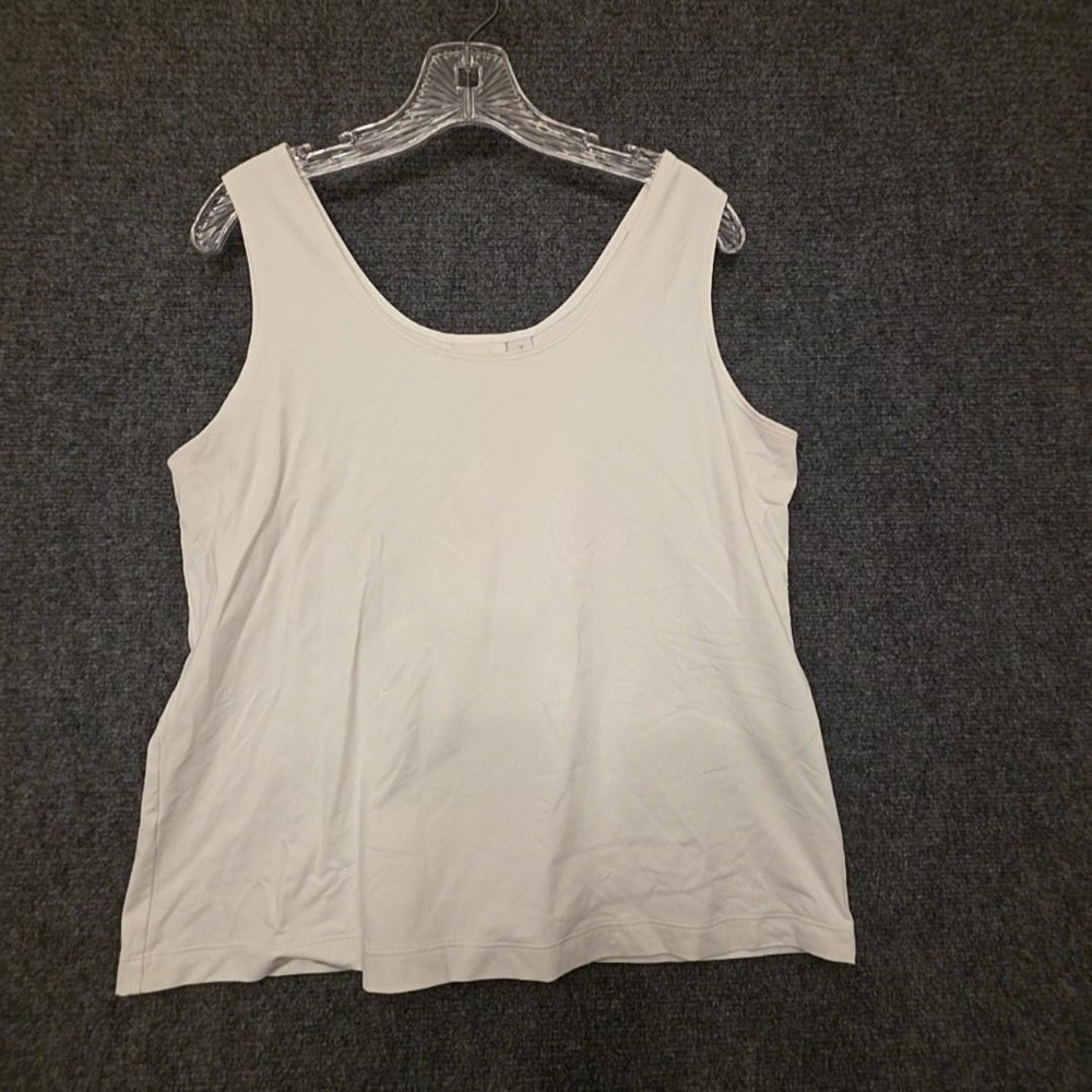 Chico's Tank Top Womens 3 White Scoop Neck Stretch Sleeveless Jersey Basic